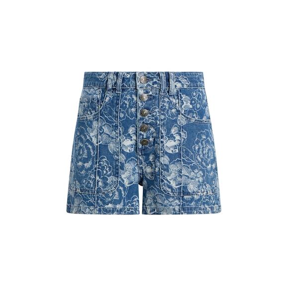 Cinq a Sept Sketchbook Floral Vivian Shorts in Indigo White 6 - Picture 6 of 6